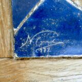 Solid wood and ceramic coffee table, 70s