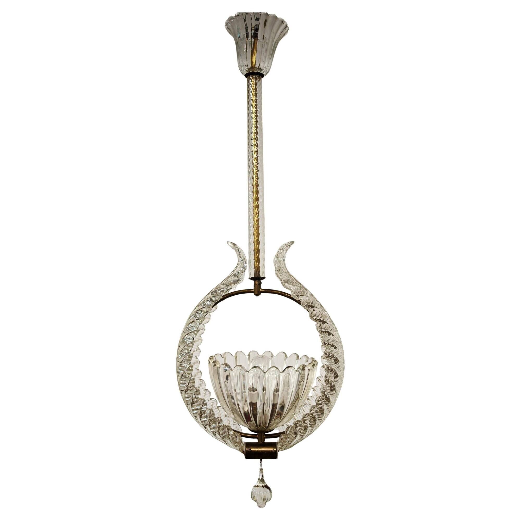 Art Deco Murano Glass Chandelier by Barovier and Toso