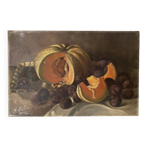Still life in oil on canvas 1911, old painting signed F. Lallier