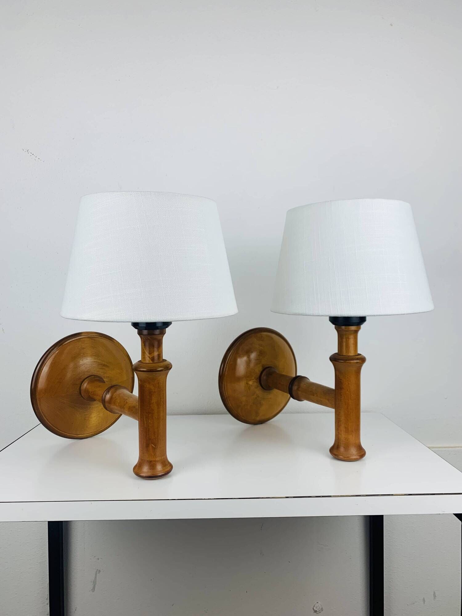 Pair of Aneta Scandinavian wooden wall lights, 1960s