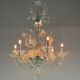 Venetian chandelier in colorless murano glass, 6 arms of light circa 1950