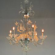 Venetian chandelier in colorless murano glass, 6 arms of light circa 1950