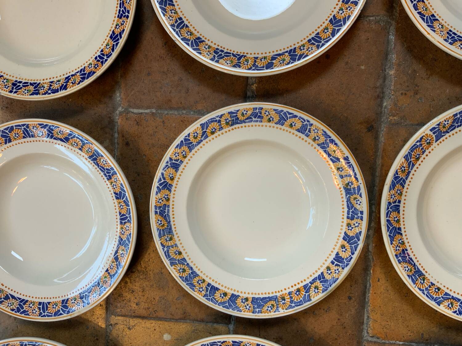 12 Longwy soup plates