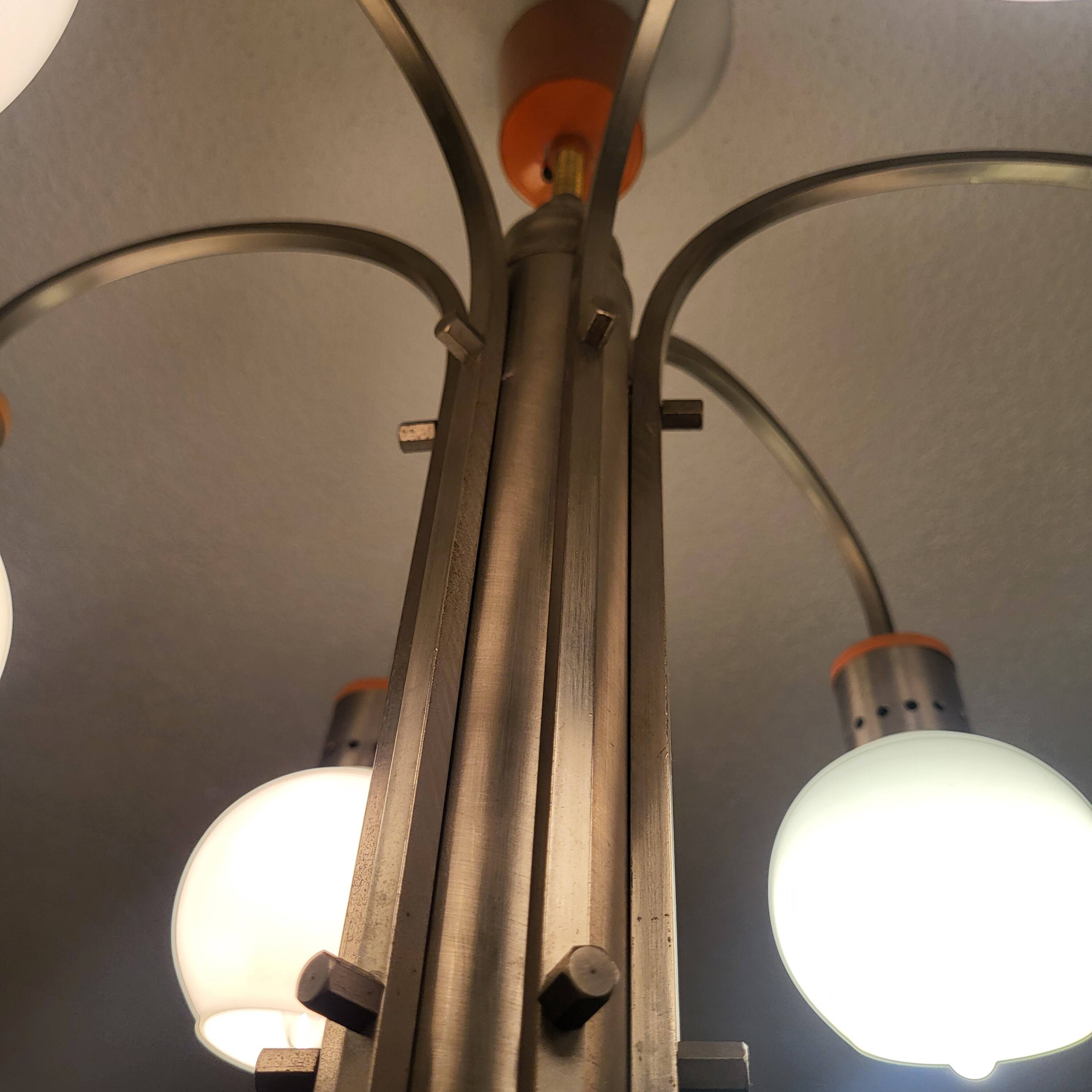 Space Age chrome and globe pendant light, Italy, 1960-70