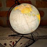 Illuminated terrestrial globe in glass by Girard and Barrère, 1960s - 1/8000