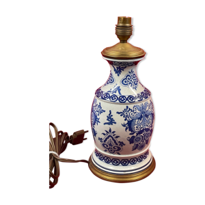 Pied de lampe vintage en faïence