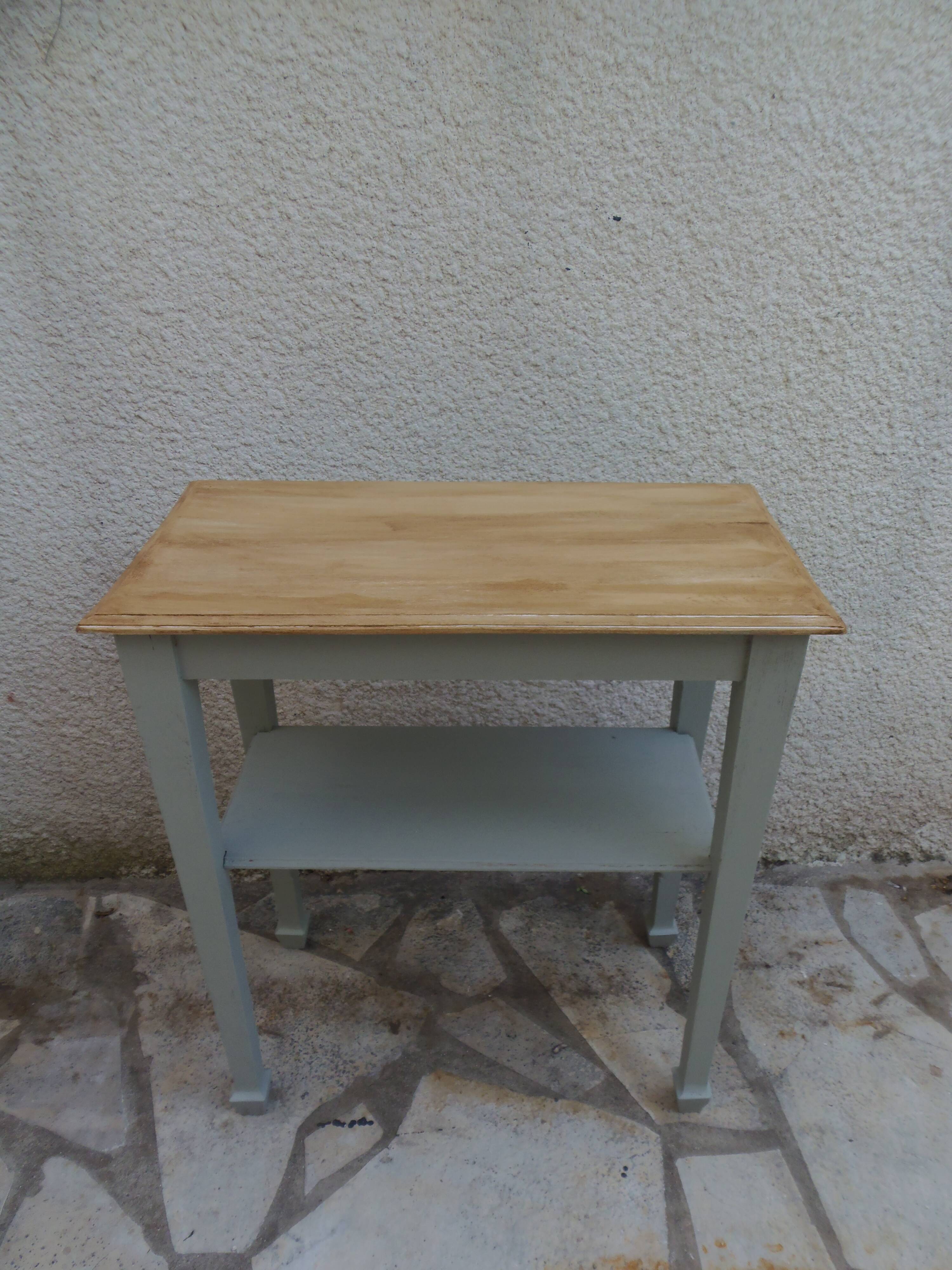 Vintage side table reimagined in grey-green.