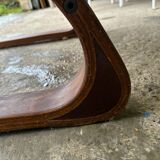 Scandinavian leather and wood armchair Kengu armchair Elsa & Nordahl Solheim- Rykken