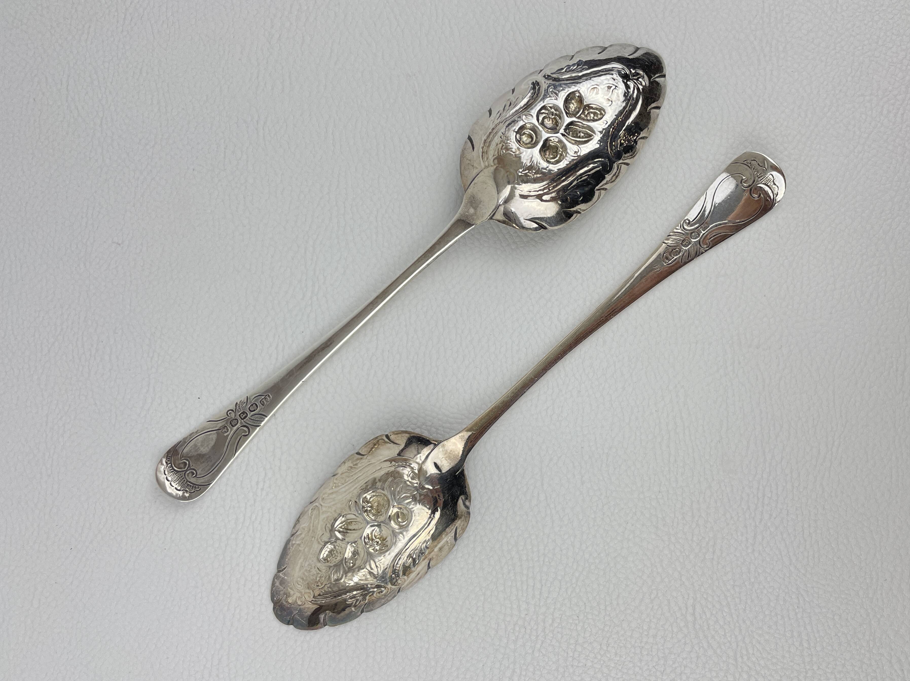 Pair of berry spoons in sterling silver english