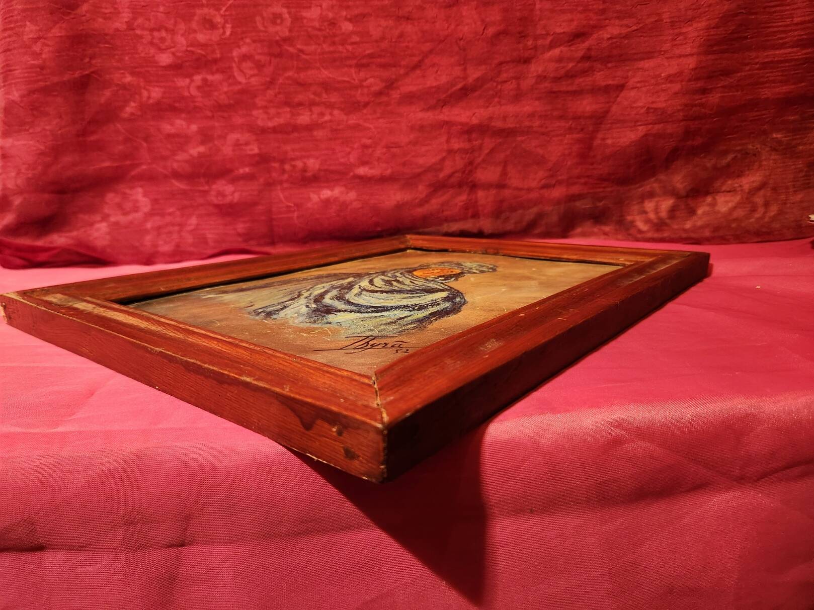 Orientalist portrait oil on cardboard signed Thyra