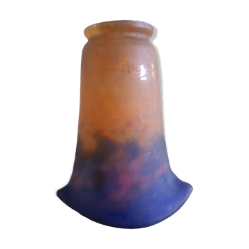 MULLER FRERES LUNEVILLE - Orange-purple marbled glass tulip - signed