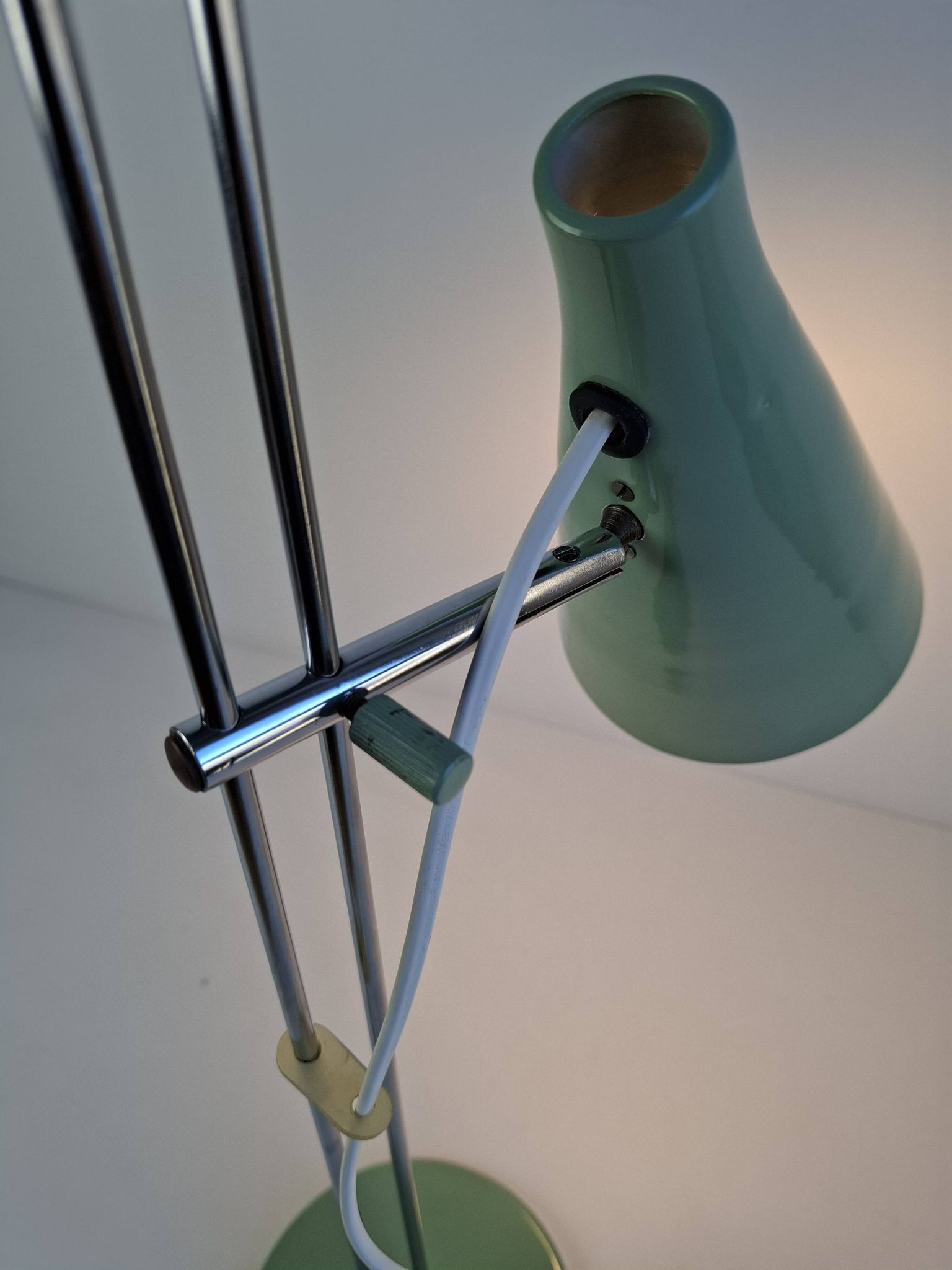 Josef Hůrka for Lidokov Midcentury Modern Table Lamp in Green Metal