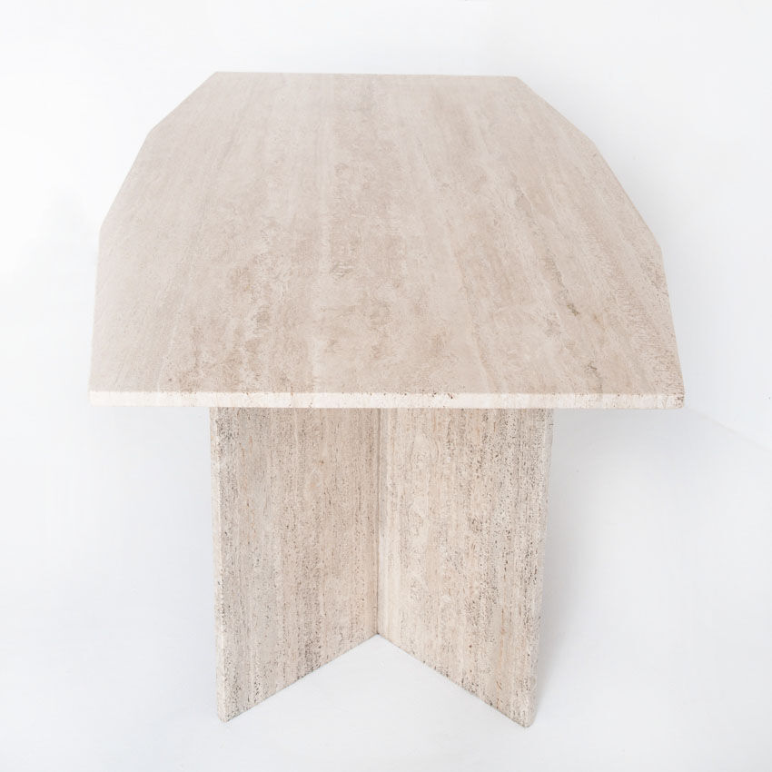 Table à manger en marbre travertin, Italie, années 90