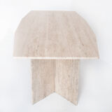 Table à manger en marbre travertin, Italie, années 90