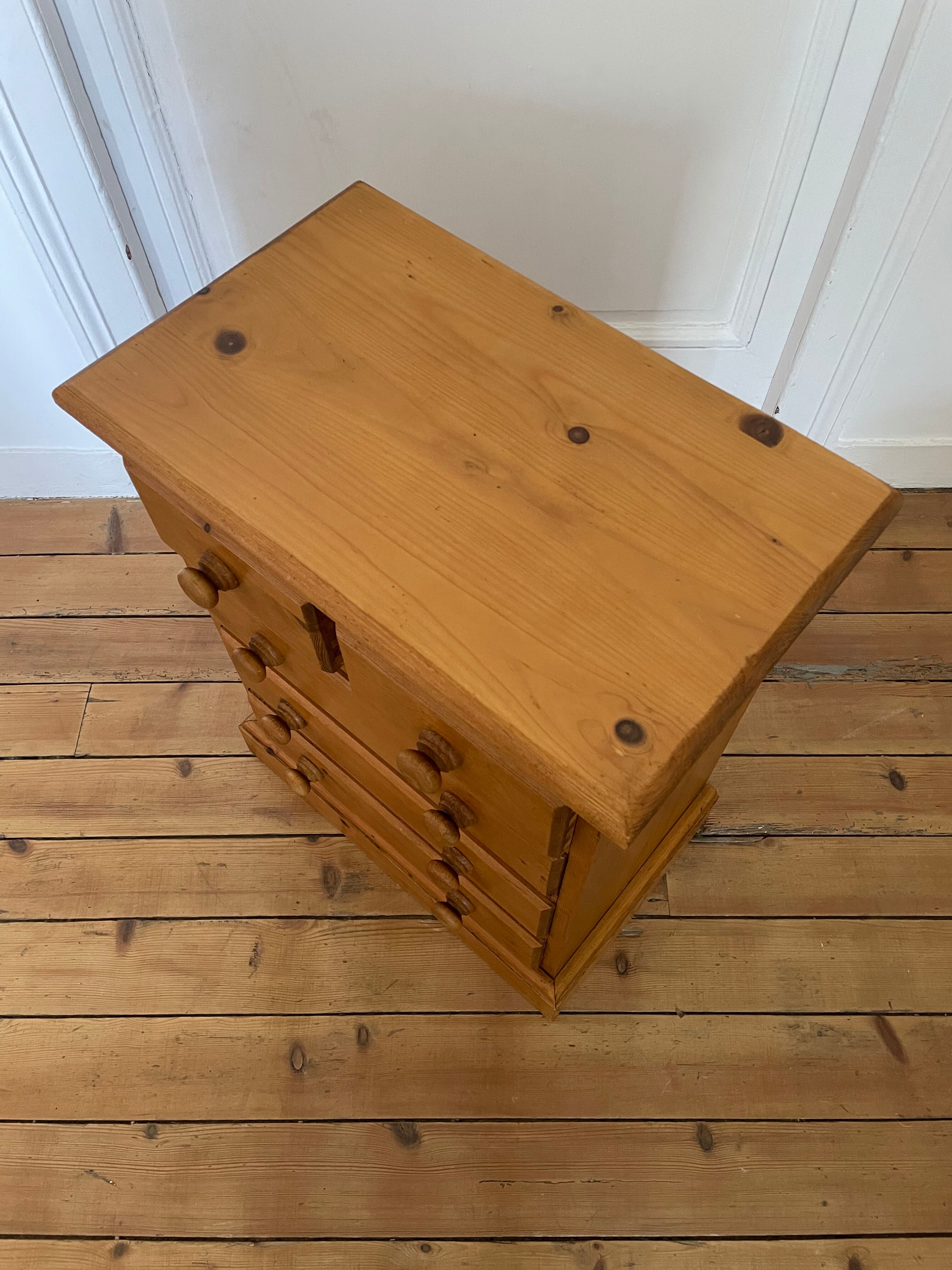 Mini vintage solid pine chest of drawers