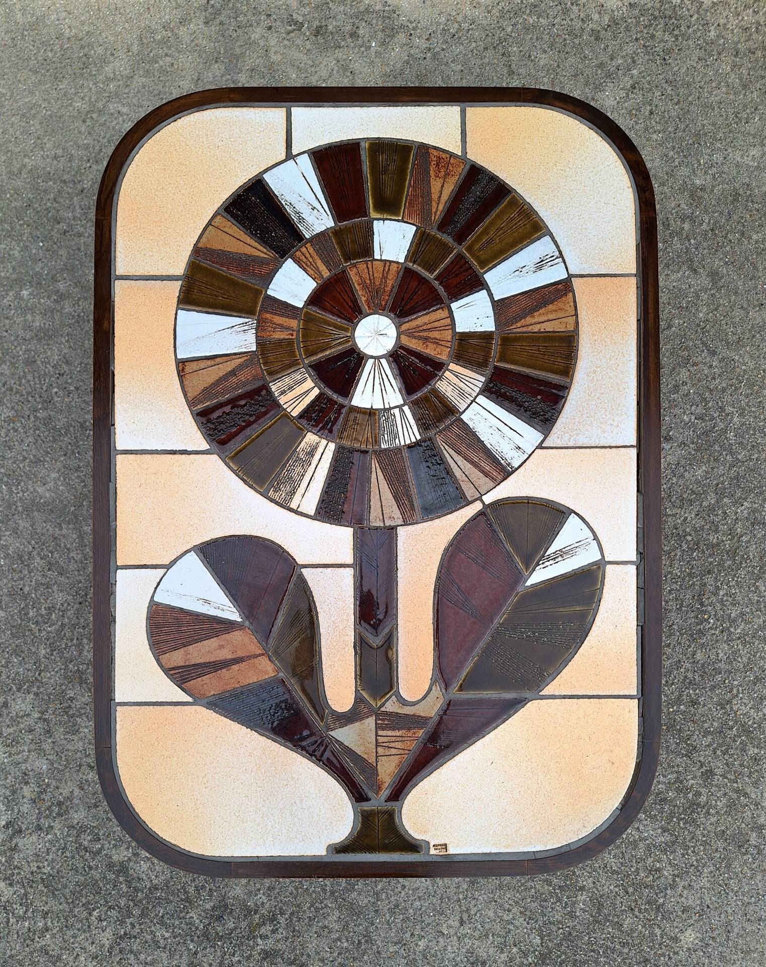 Roger Capron, vintage coffee table with ceramic top, design furniture.