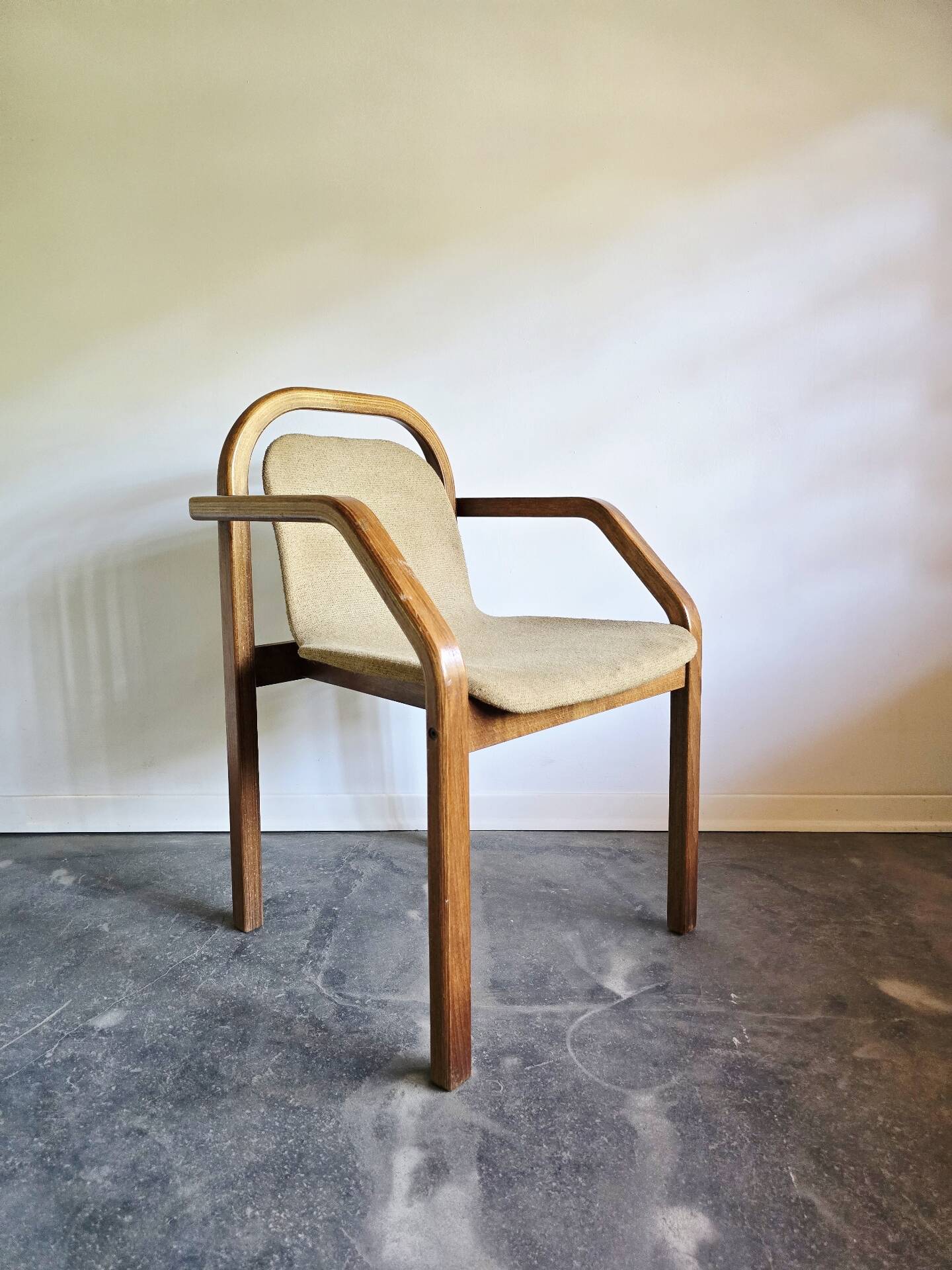 Bentwood armchair from the 1980s, upholstered, Scandinavian style, for dining room or office.