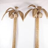 Pair of large “coconut/palm tree” rattan wall lights