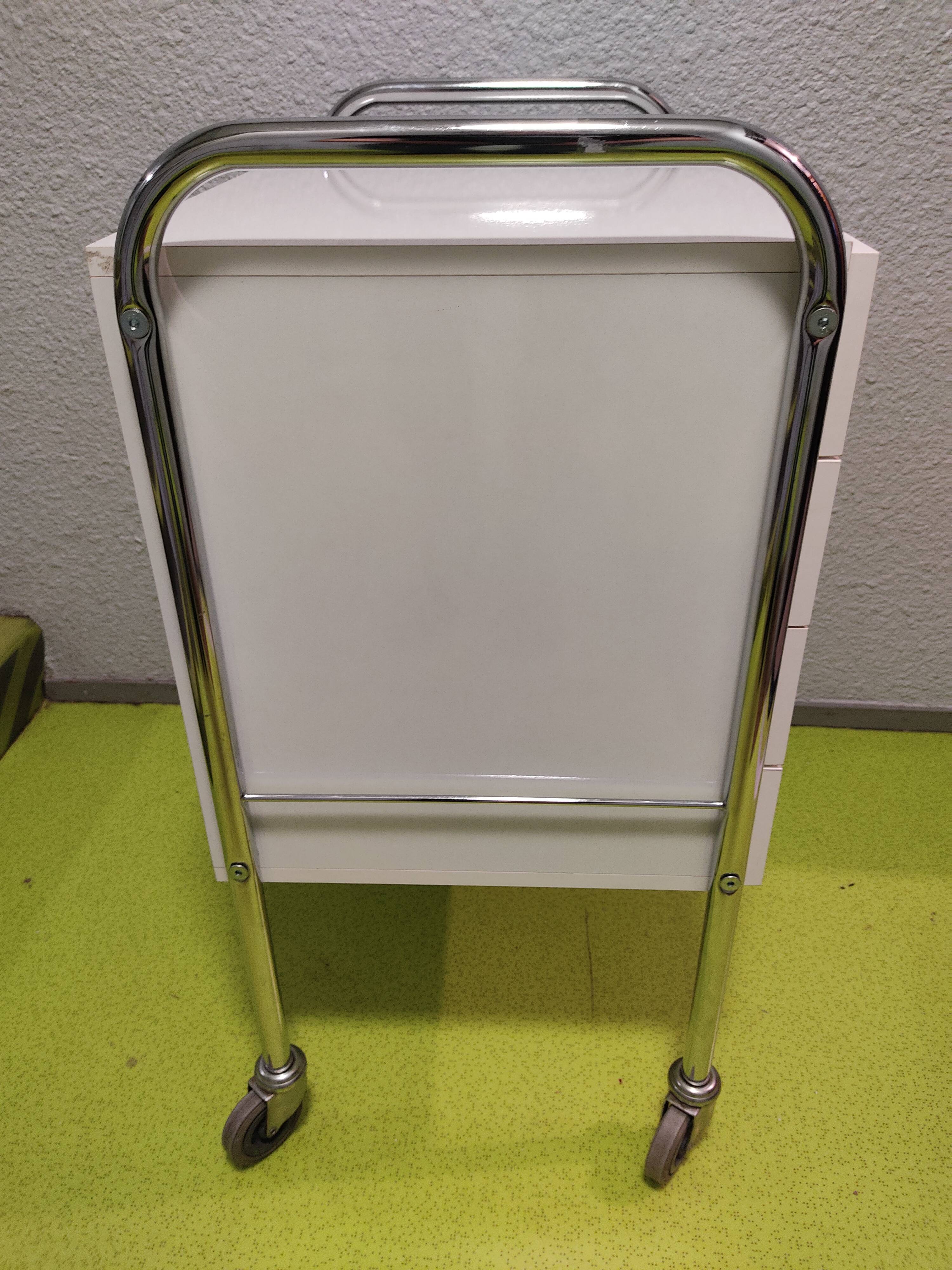 Medical trolley stainless steel, white lacquered 4 drawers
