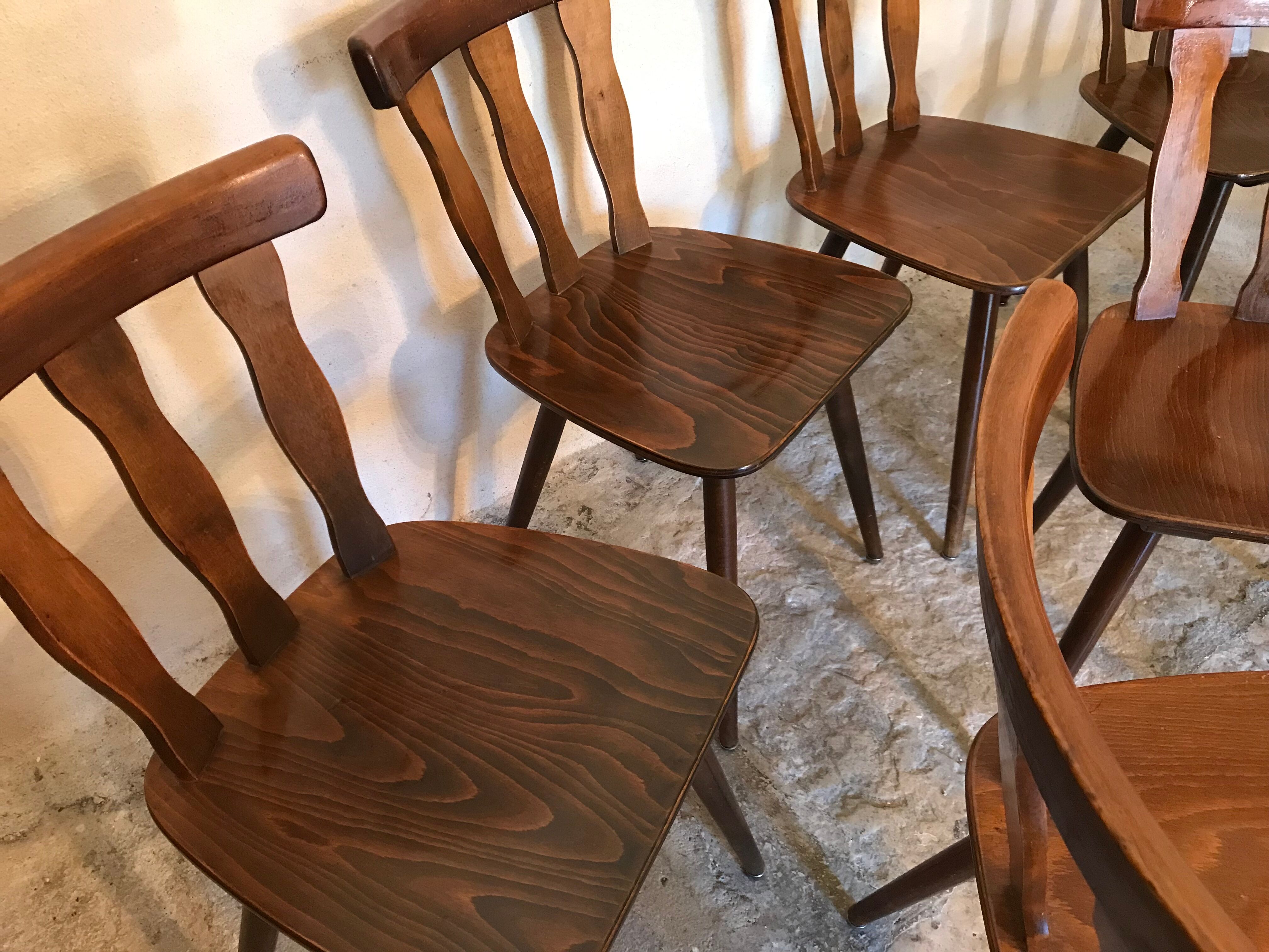 Set of 8 vintage brasserie chairs