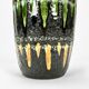 "Fat Lava" vase black background and colorful enamelled drippings