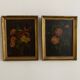 Pair of still lifes, oils on cardboard, late 19th century, bouquets of flowers