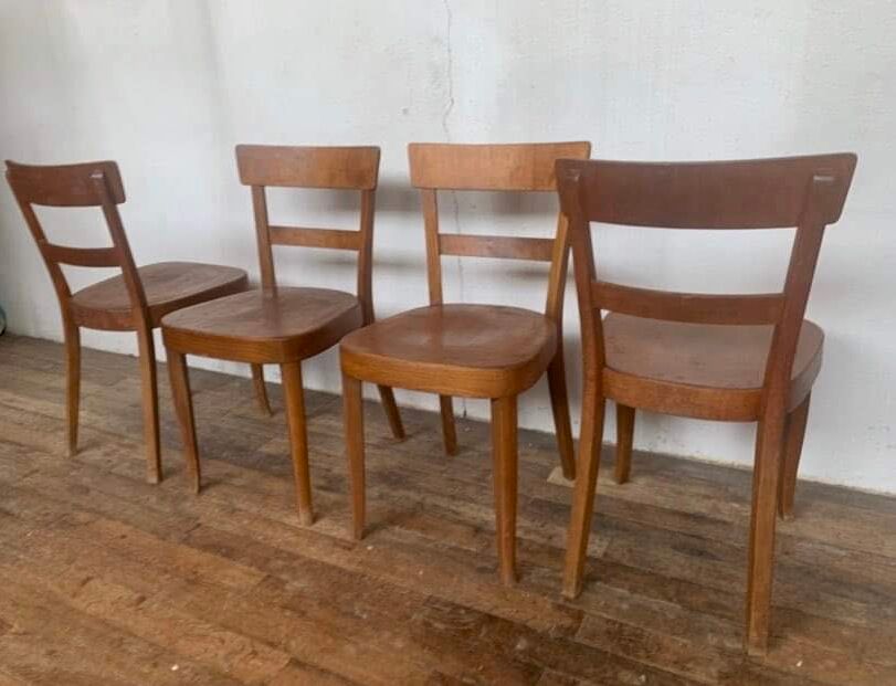 Set of 4 curved wood bistro chairs
