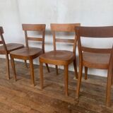 Set of 4 curved wood bistro chairs