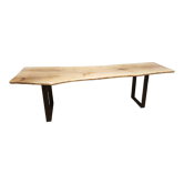 Bleached walnut coffee table square feet metal industrial style