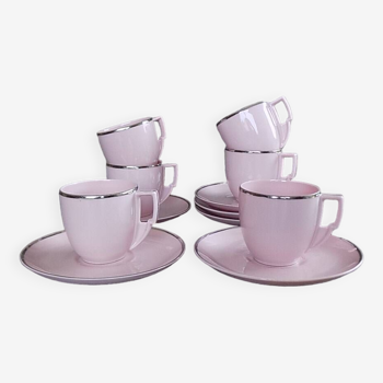 Powder pink cups and saucers