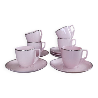 Powder pink cups and saucers