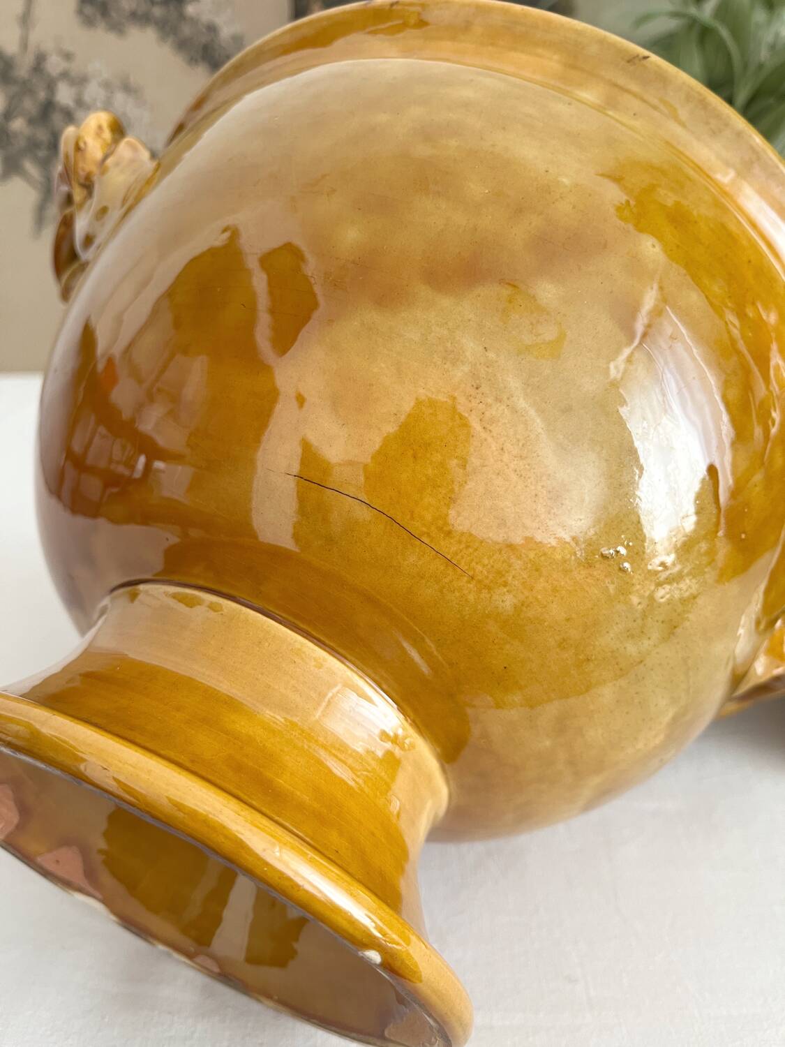 Aegitna Vallauris mustard yellow glazed terracotta soup tureen