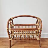 70s Rattan Magazine Rack - Vintage