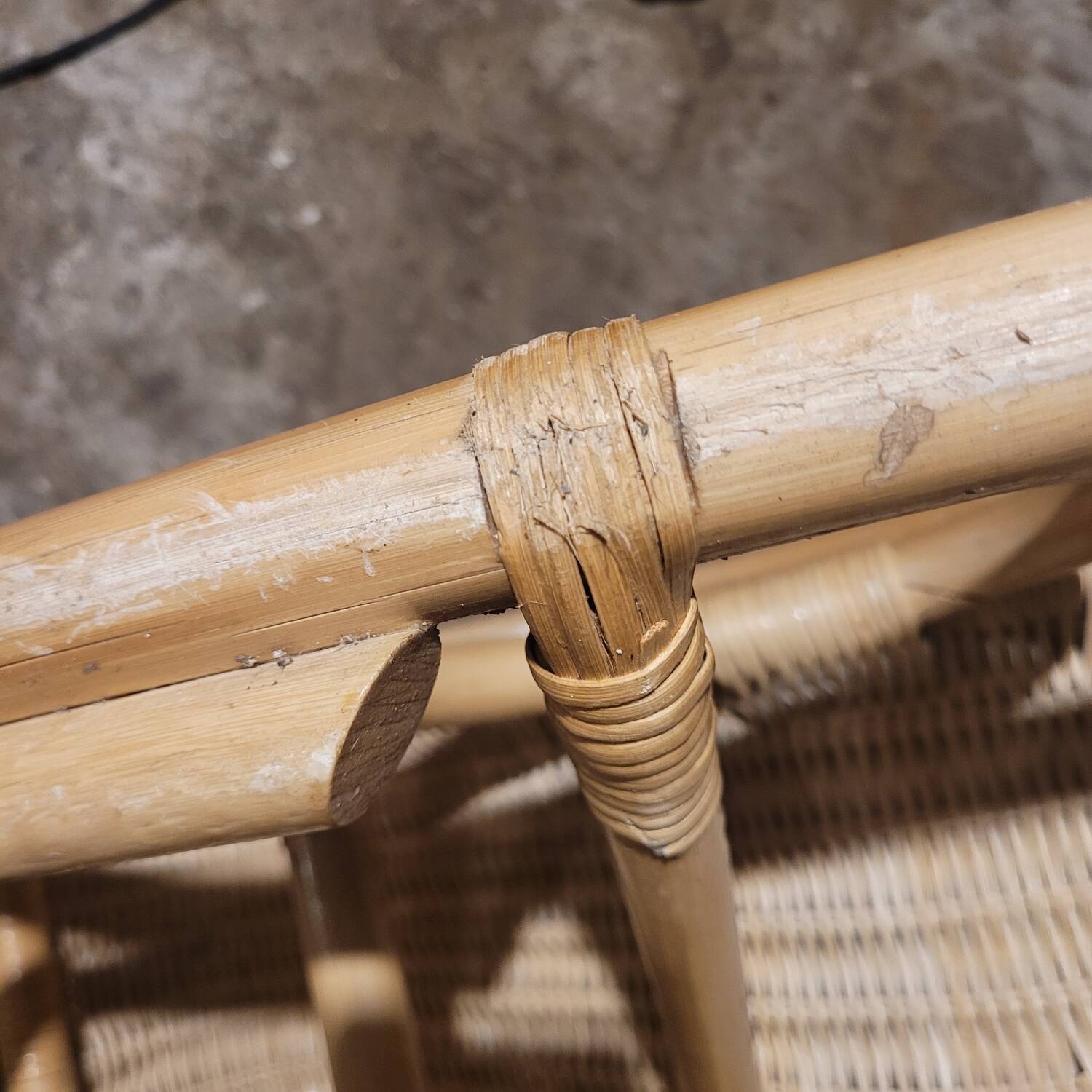 Rattan and bamboo rocking chair — Vintage bohemian style, 1970s