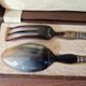 Salad serving set in horn and silver-plated metal in the Louis XVI style.