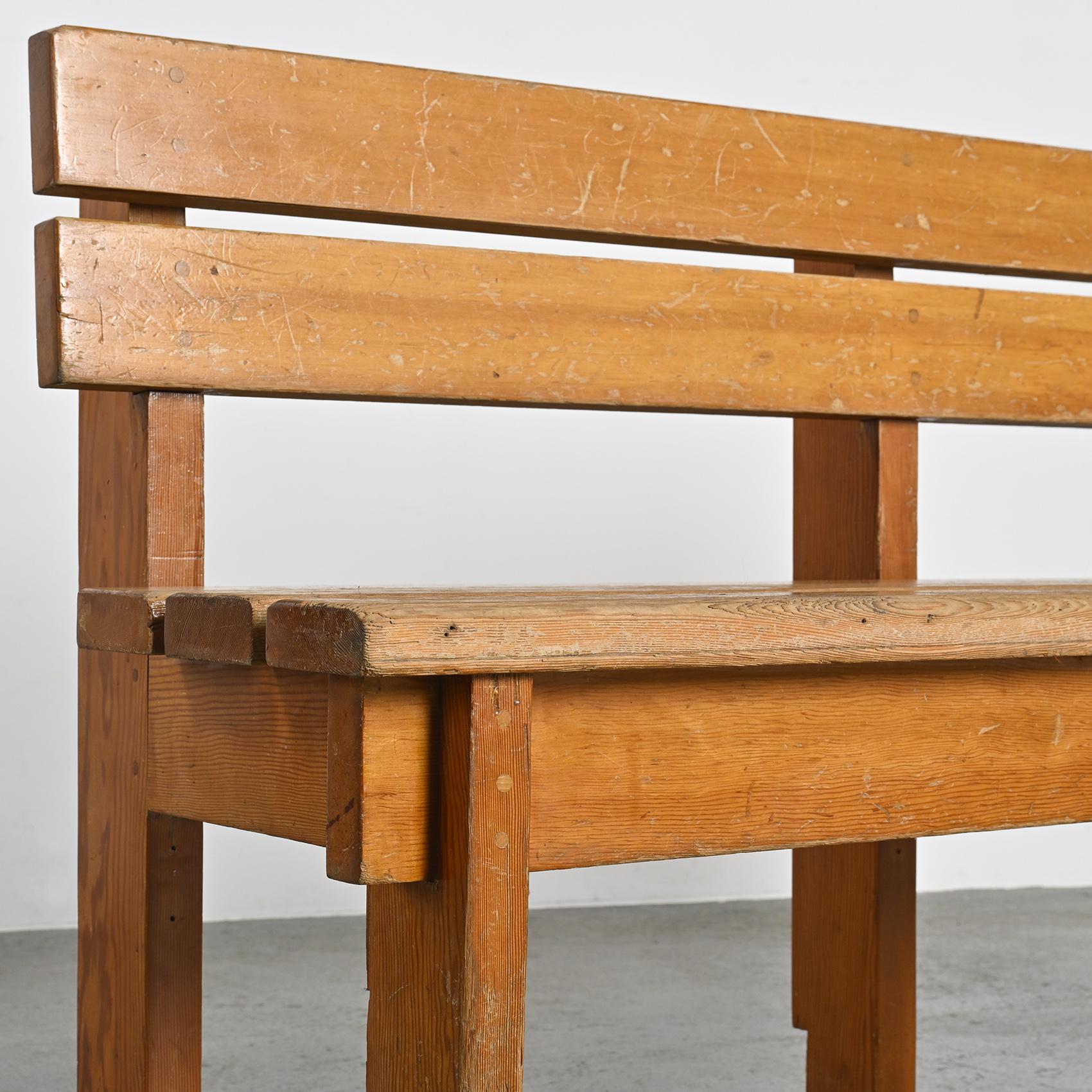 Pair of solid wood benches by Christian Durupt, Courchevel, circa 1960