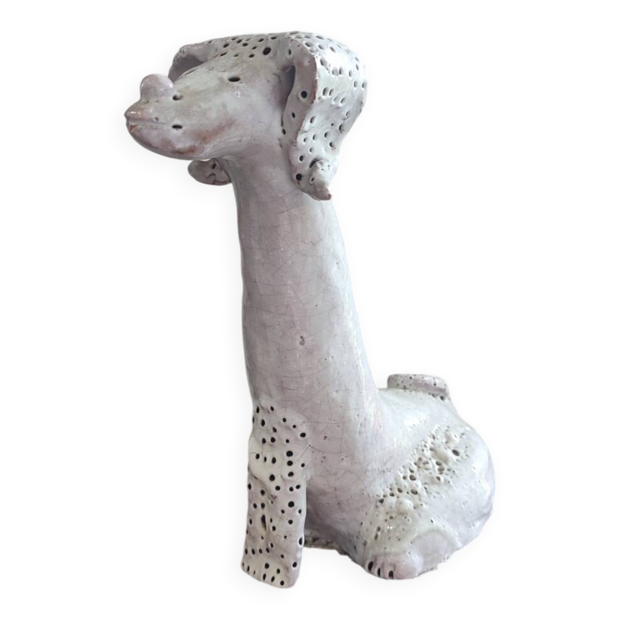 Antique zoomorphic sculpture in glazed terracotta