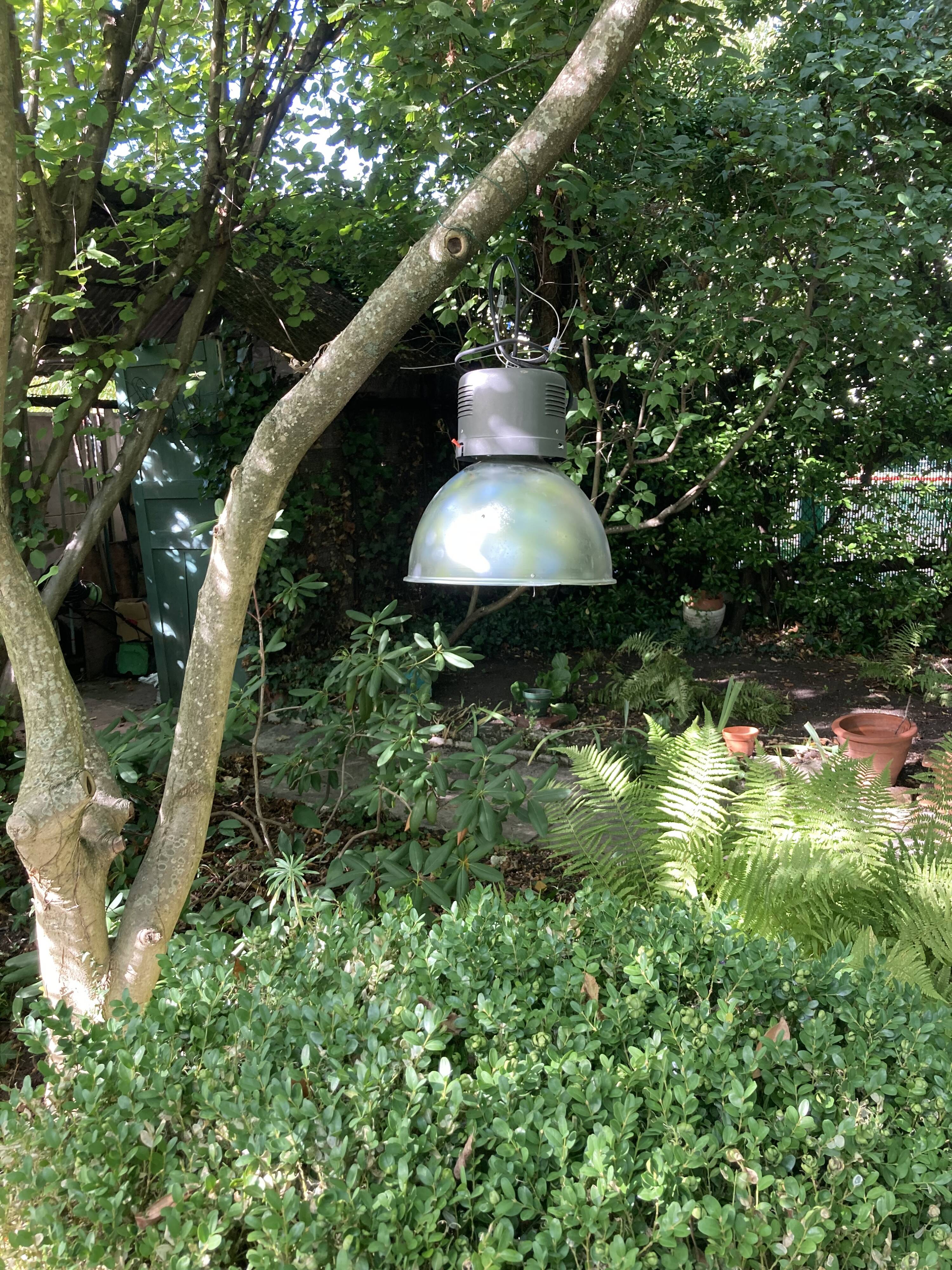 Authentic workshop lamp in stainless steel and steel