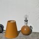 Lampe boule en bois tourné jaune 1980