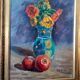 Still life painting vase with flowers by Lupicini - 1960s