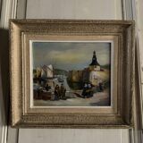 Huile sur panneau milieu XXe paysage breton Concarneau