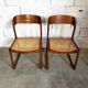 Suite of 2 vintage chairs sleigh canées Baumann 70s