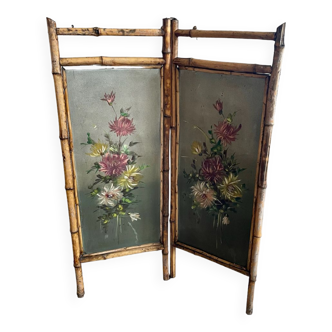 Old bamboo screen and painted sheet metal 82x60