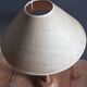 Table lamp in braided blond wood, braided rattan lampshade, 70 years