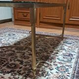 Coffee table in brass and veined green marble from the 1960s.