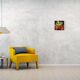 Orange, black and yellow abstract acrylic painting on stretched canvas