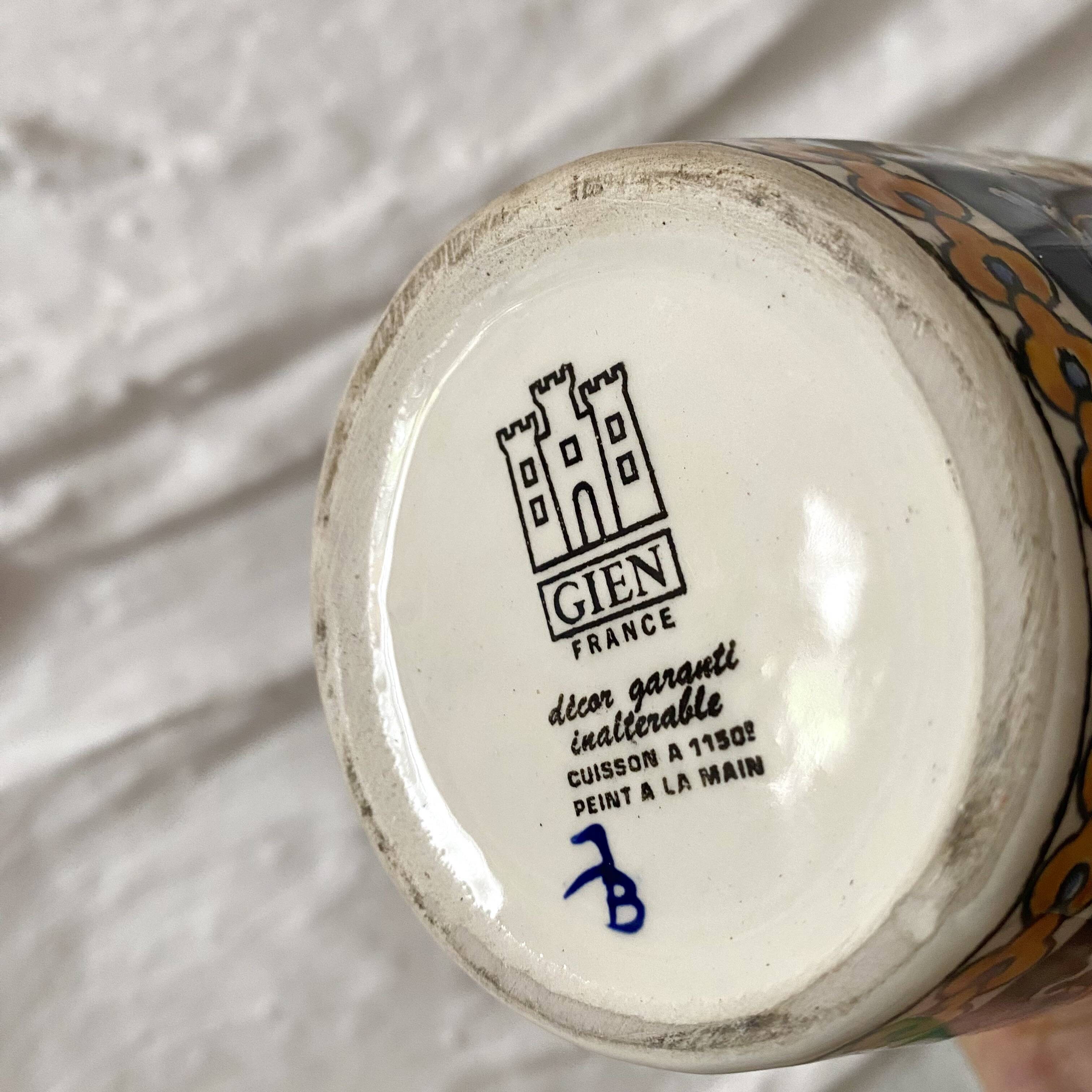 Earthenware vase from Gien with Renaissance decoration.