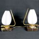 Mid 20th Century Marble Brass and Opaline Bed-Side Lamps, Maison Arlus, France - a Pair