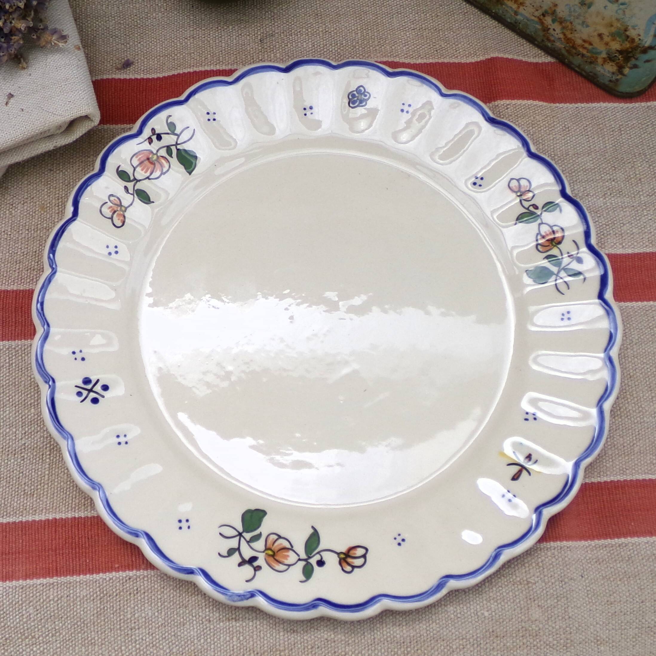 Camembert dish or butter dish in Rouen earthenware