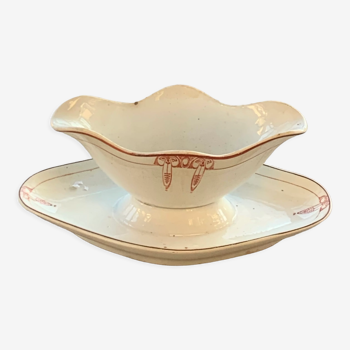 Saucière moulin des loups motif rouge art déco